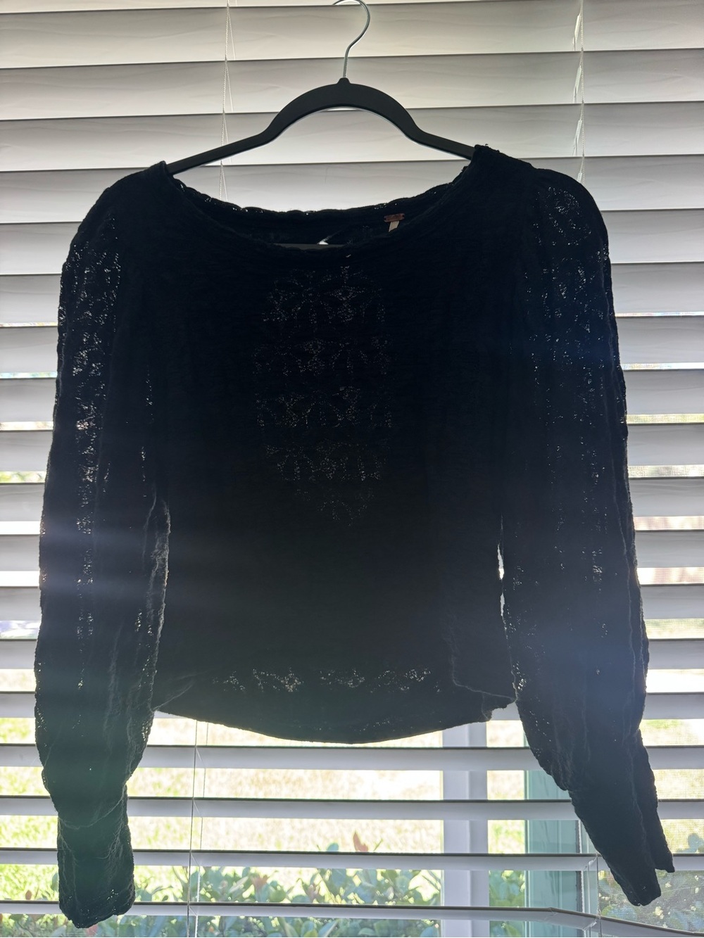 Free People Black Crochet/Lace Top